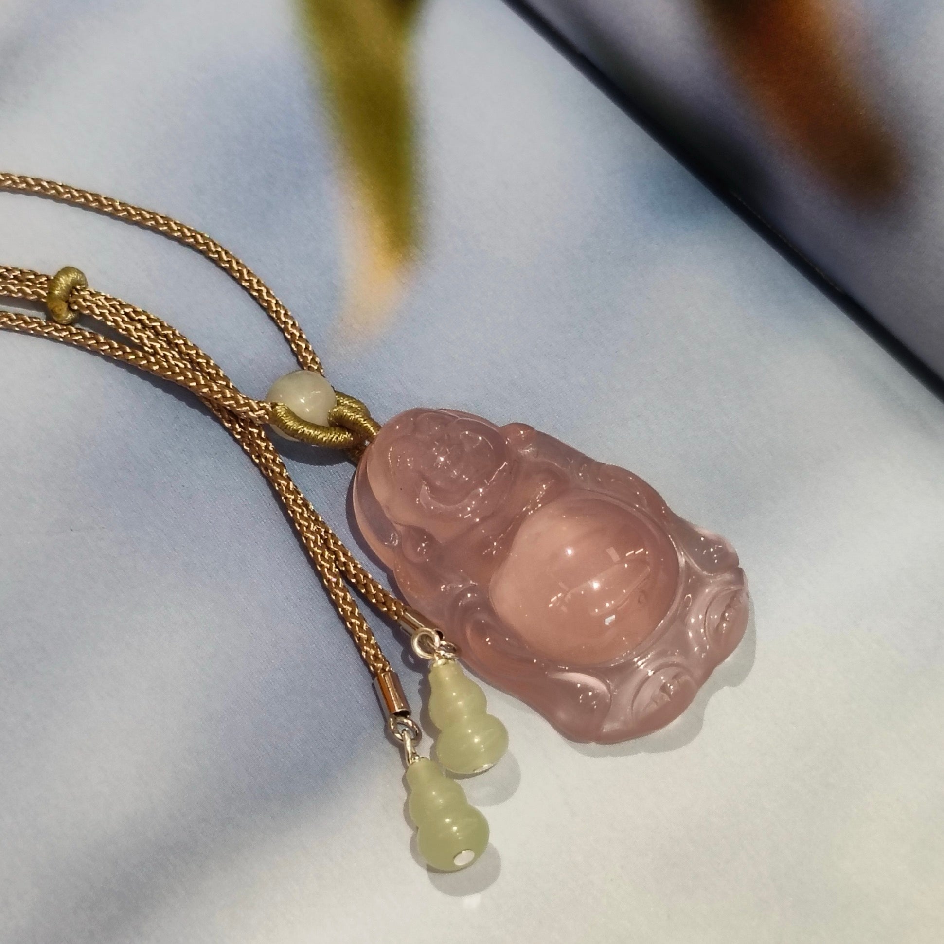 Maitreya Buddha Hibiscus Stone Pendant