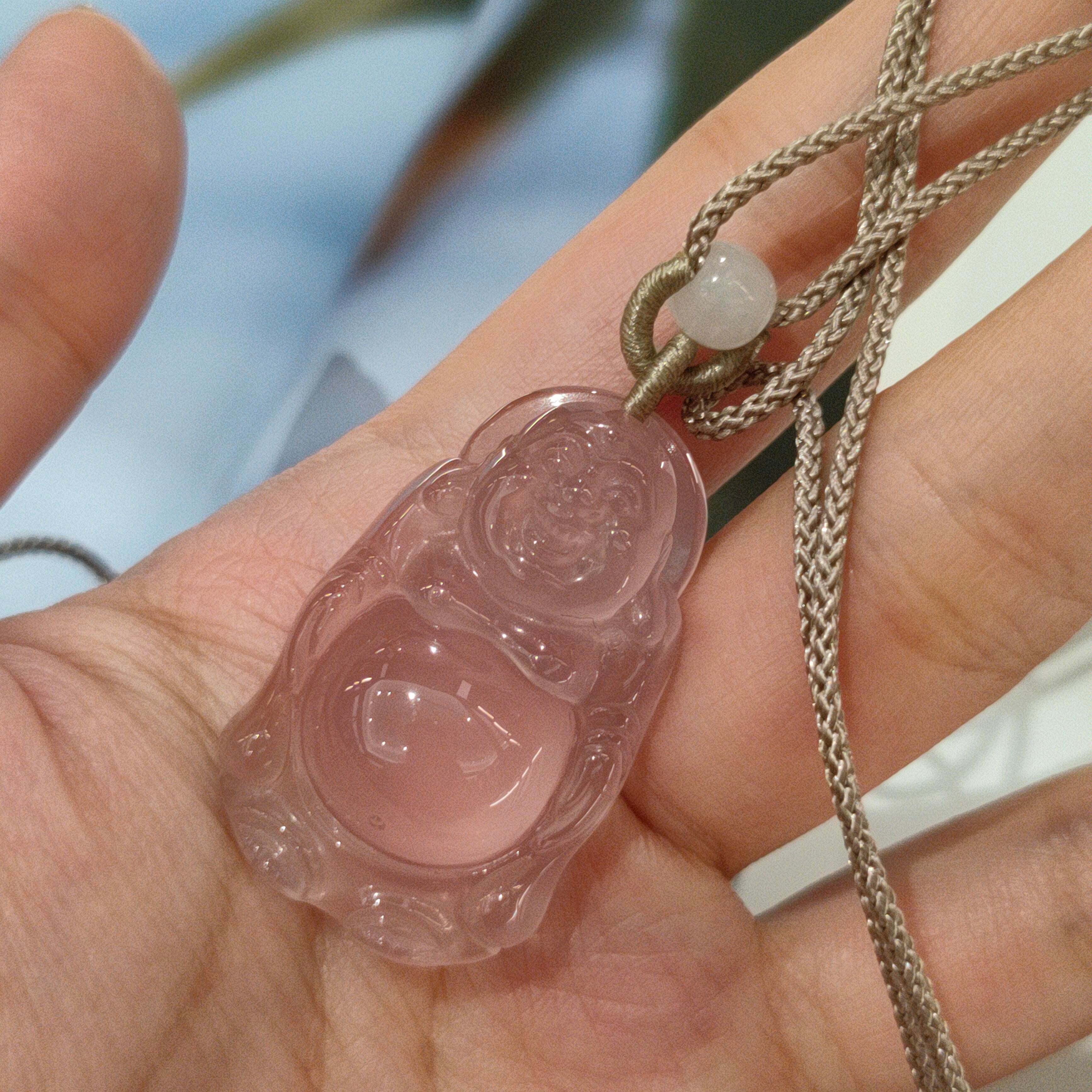 Maitreya Buddha Hibiscus Stone Pendant