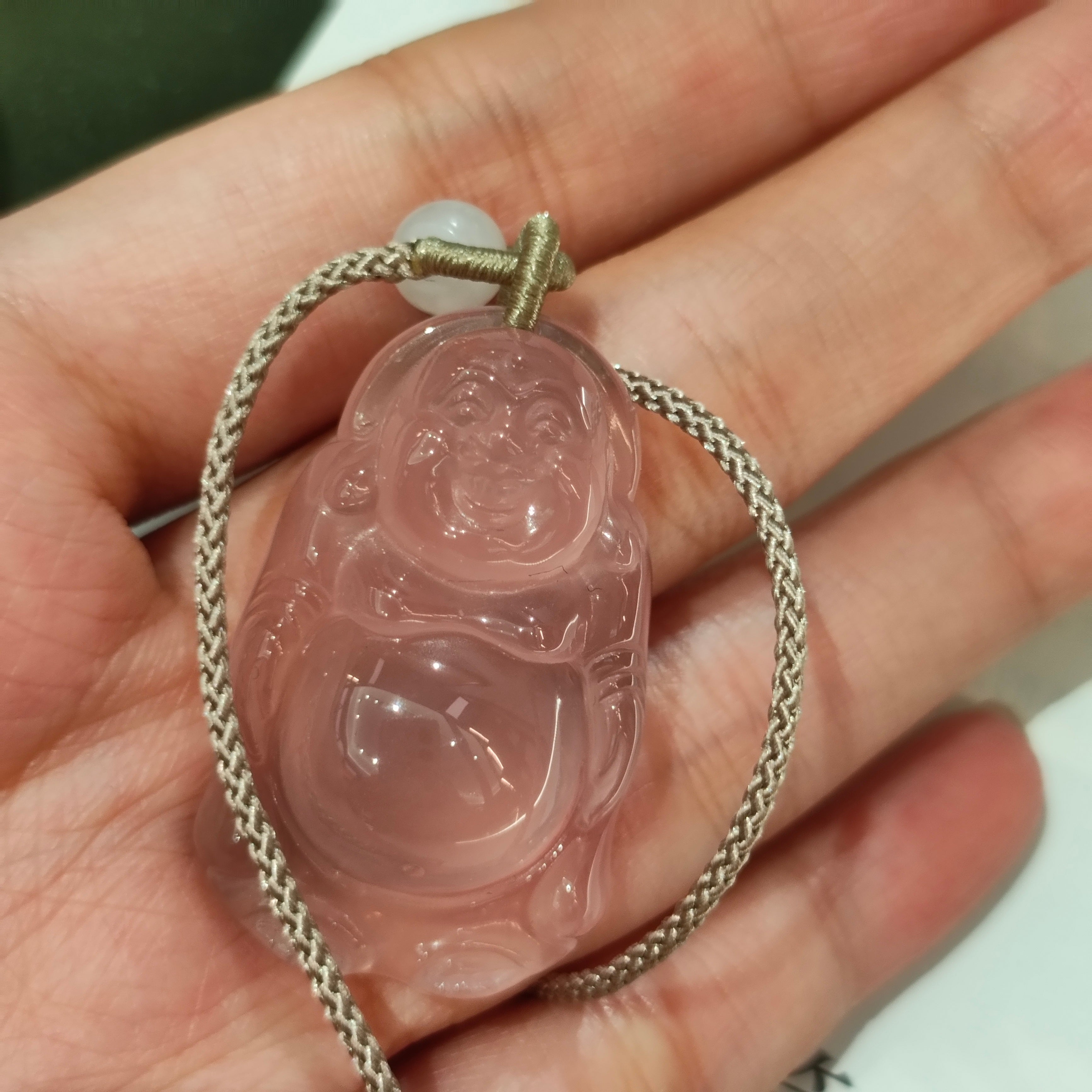 Maitreya Buddha Hibiscus Stone Pendant