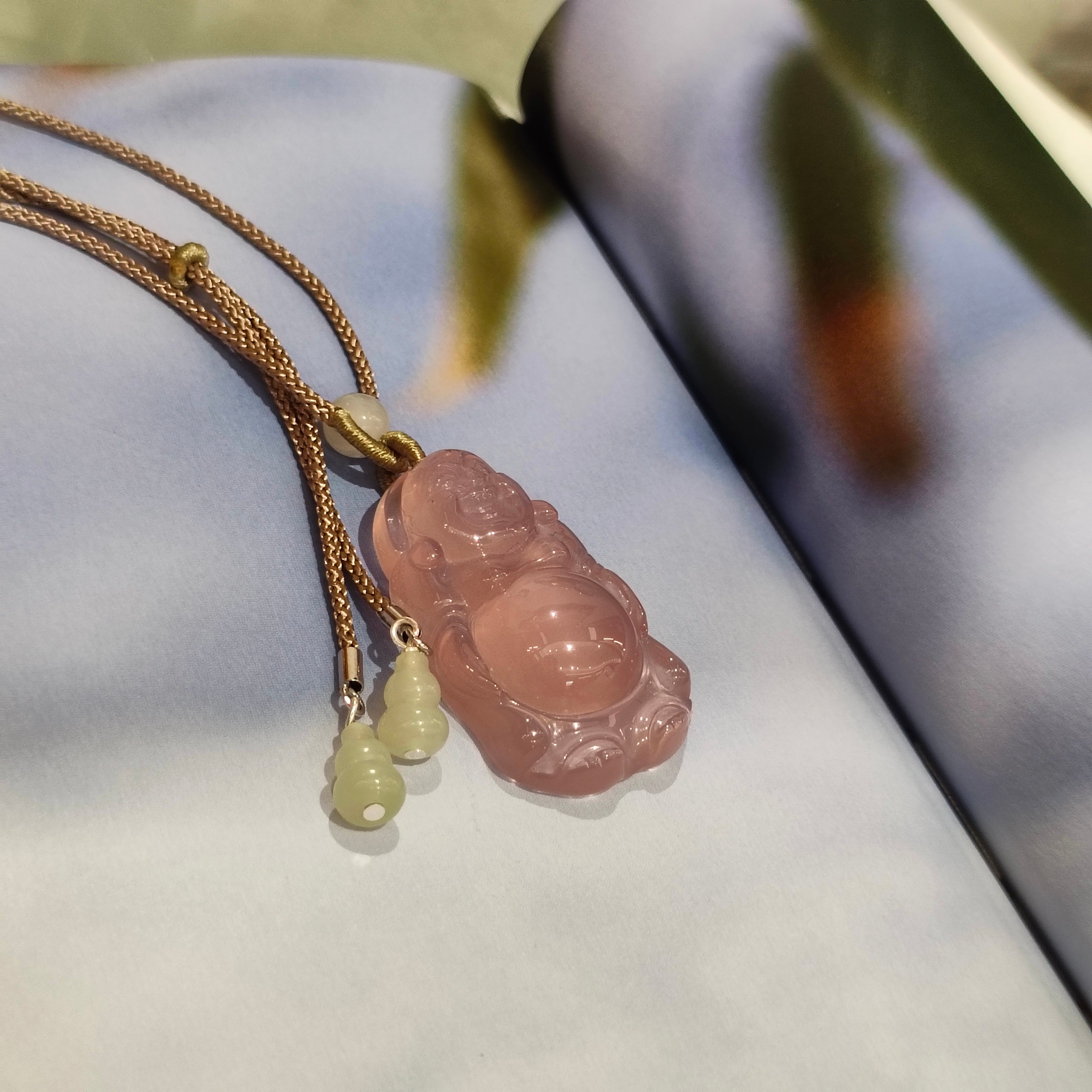 Maitreya Buddha Hibiscus Stone Pendant