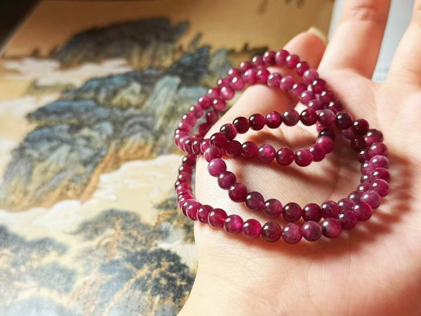 Three circles of red tourmaline