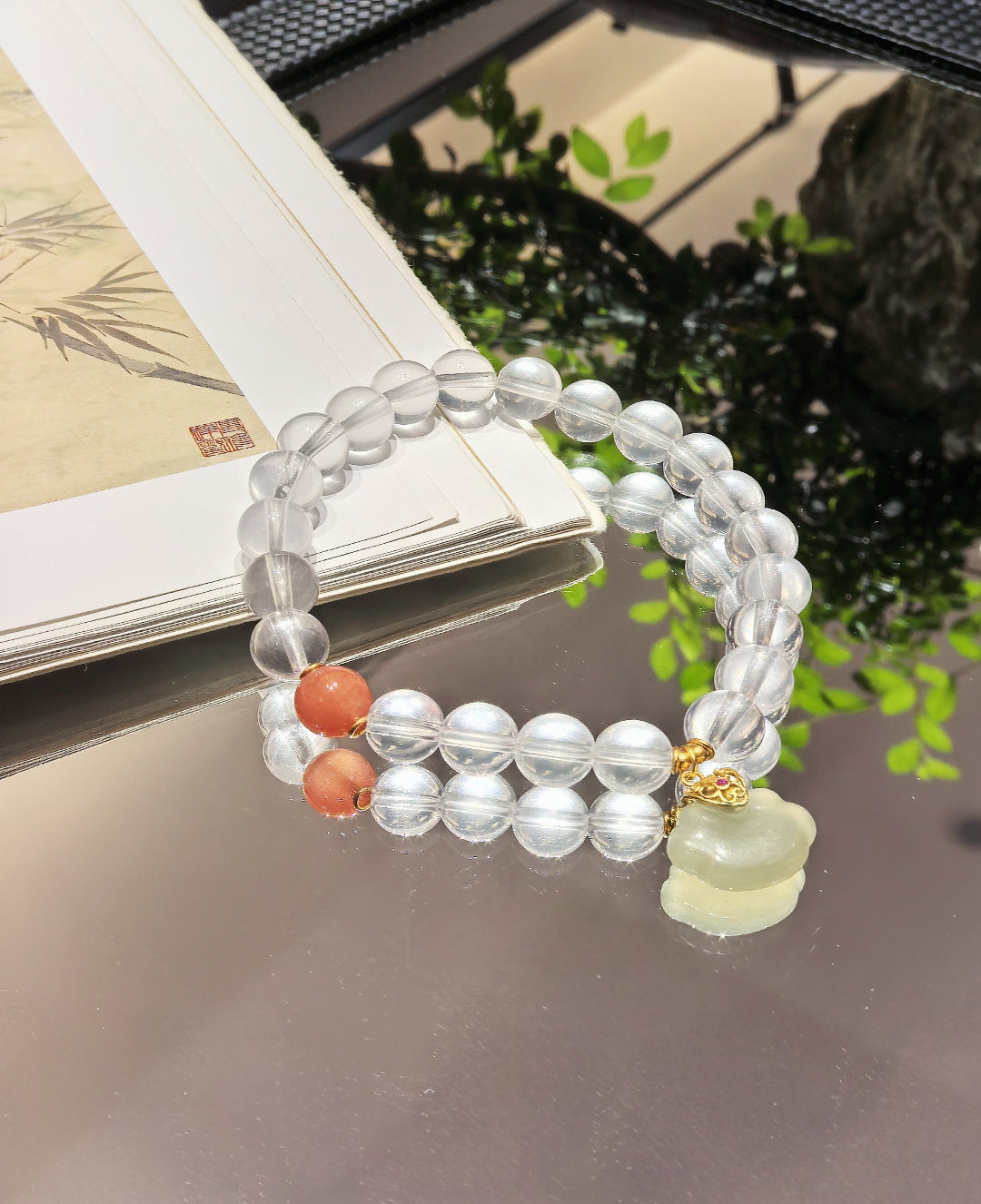 White crystal Ruyi bracelet