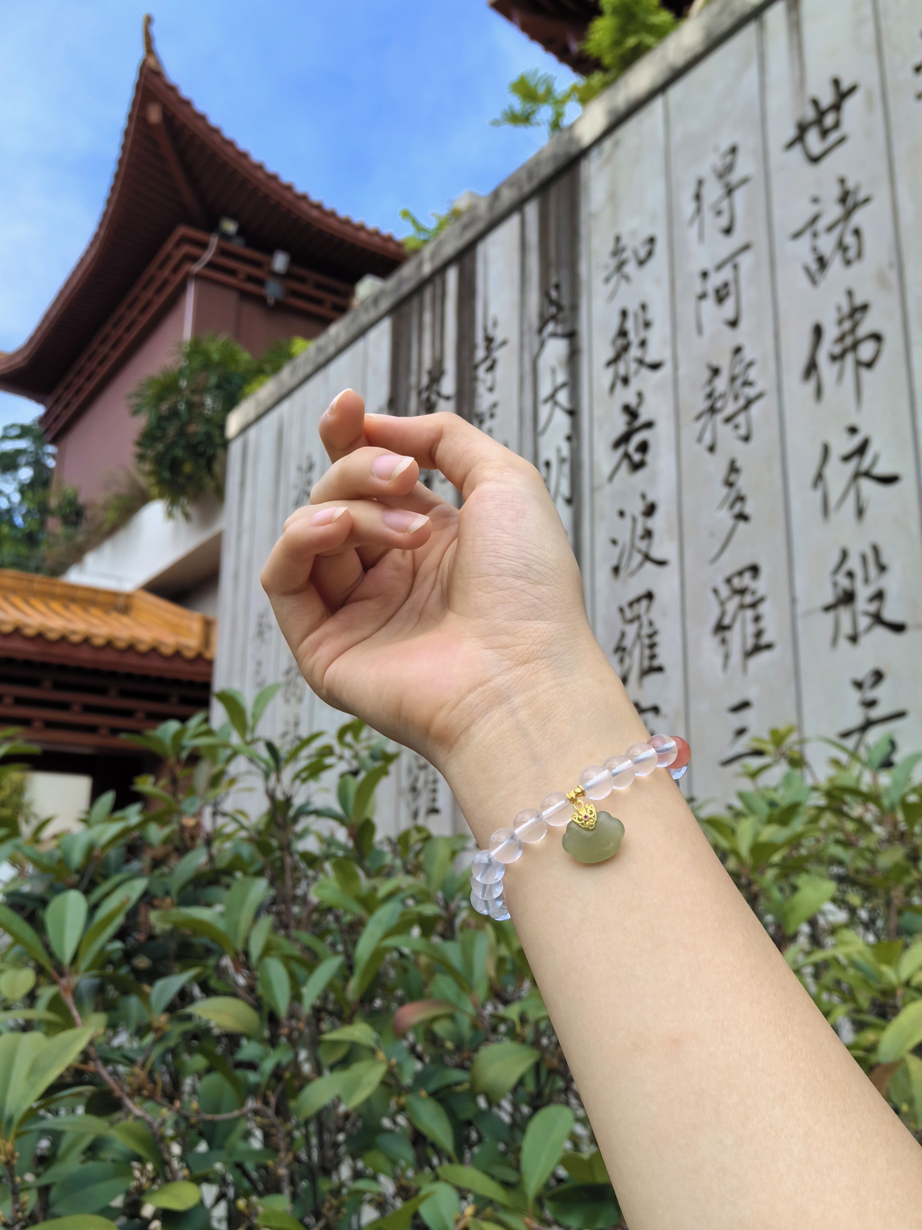 White crystal Ruyi bracelet