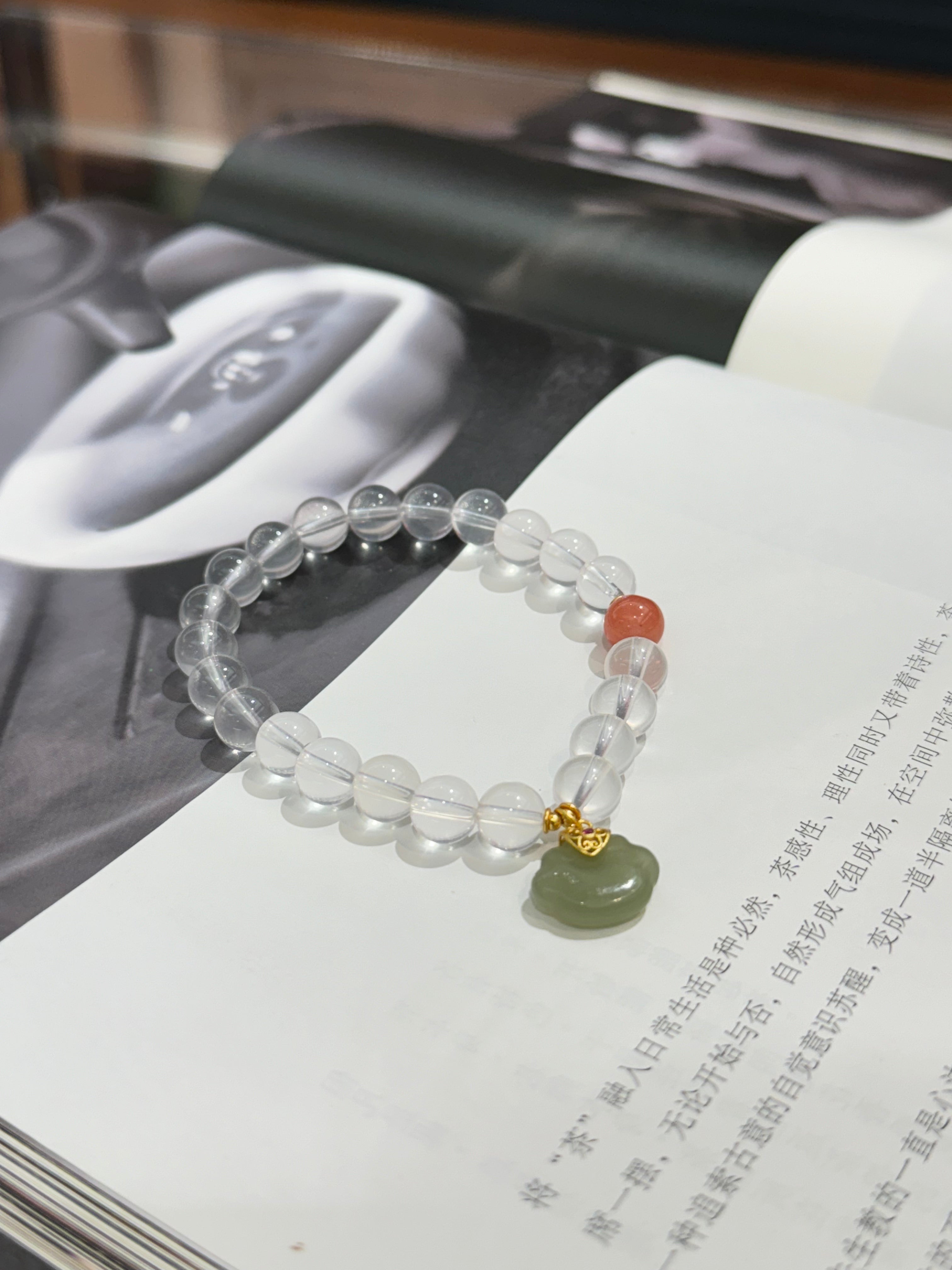 White crystal Ruyi bracelet