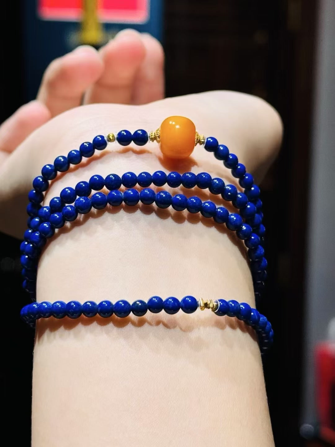 18k beeswax lapis lazuli beads 6mm