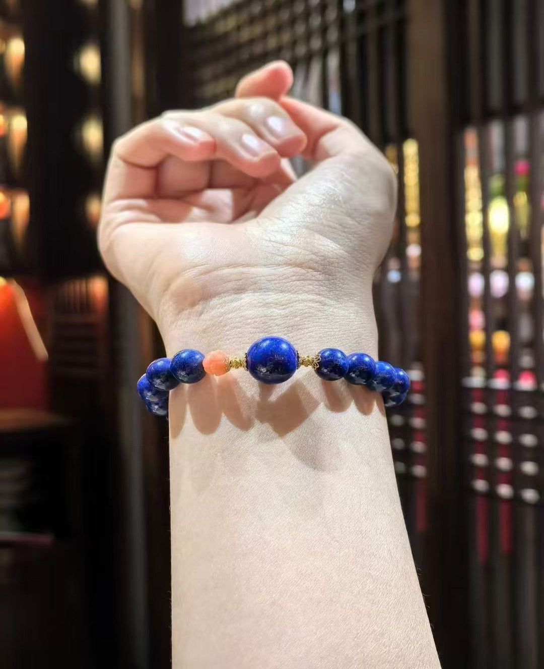 Lapis Lazuli 18K Gold Inlaid Lotus Nanhong