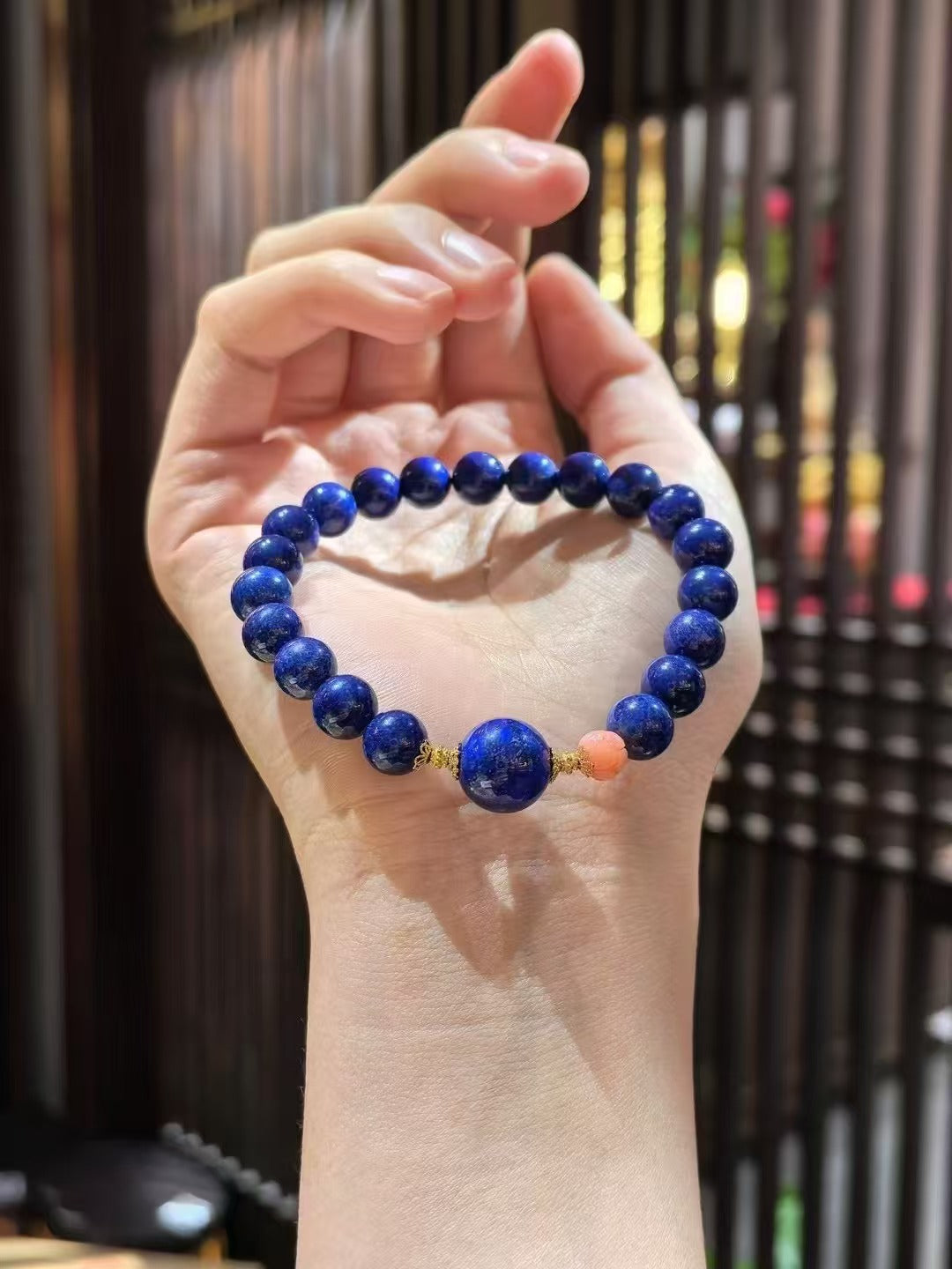 Lapis Lazuli 18K Gold Inlaid Lotus Nanhong