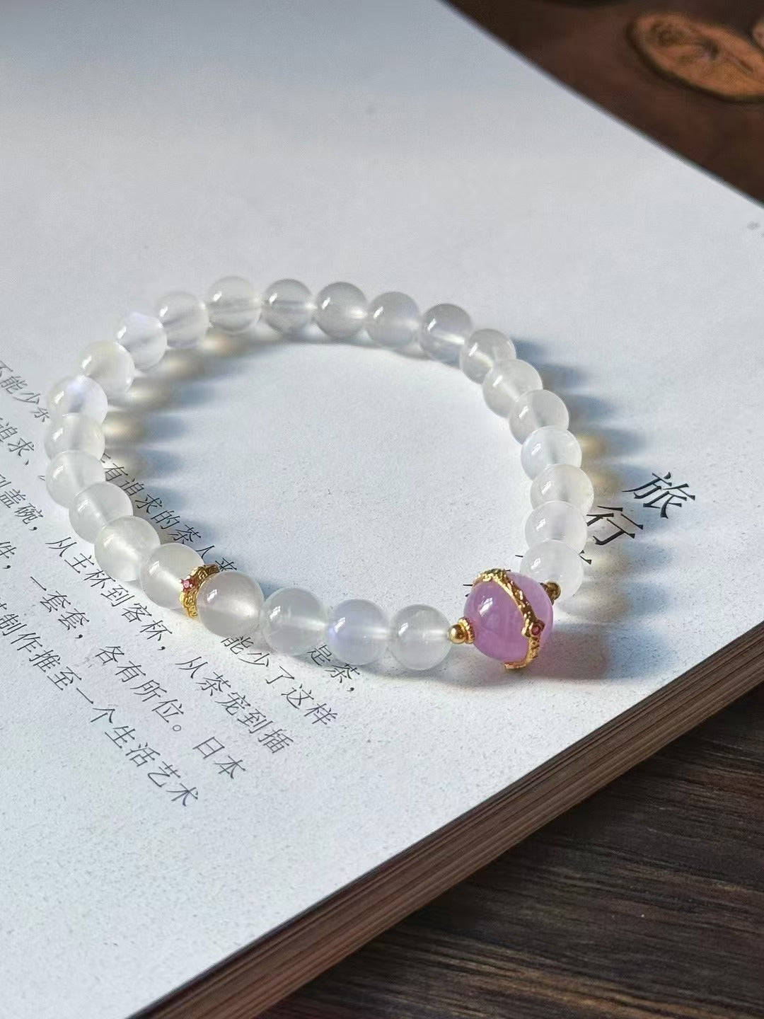 Moonstone Purple Lithium Bracelet